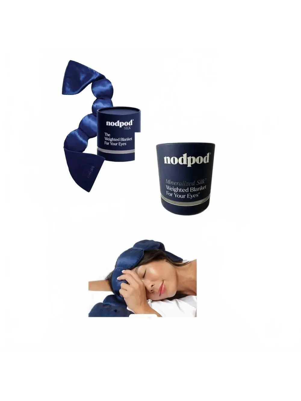 Nodpod Mineralized Silk Weighted Blanket Sleep Mask Gentle Pressure Blue